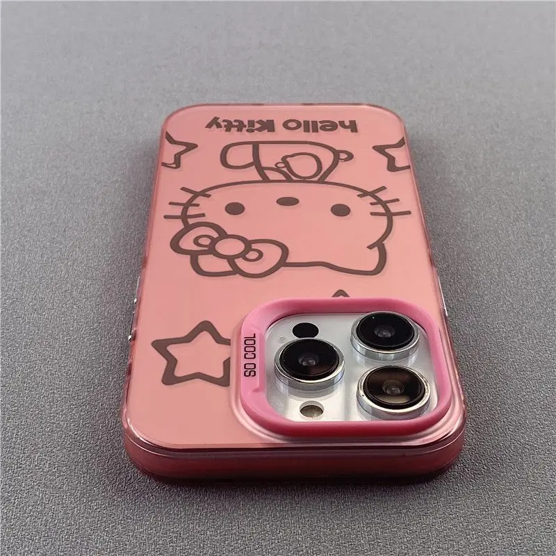 New Cases For iPhone 15 14 13 12 11 Pro Max Plus Mini XR XS X Soft Silicone Case Cute Hello Kitty Cat Star Lens Protective Cover