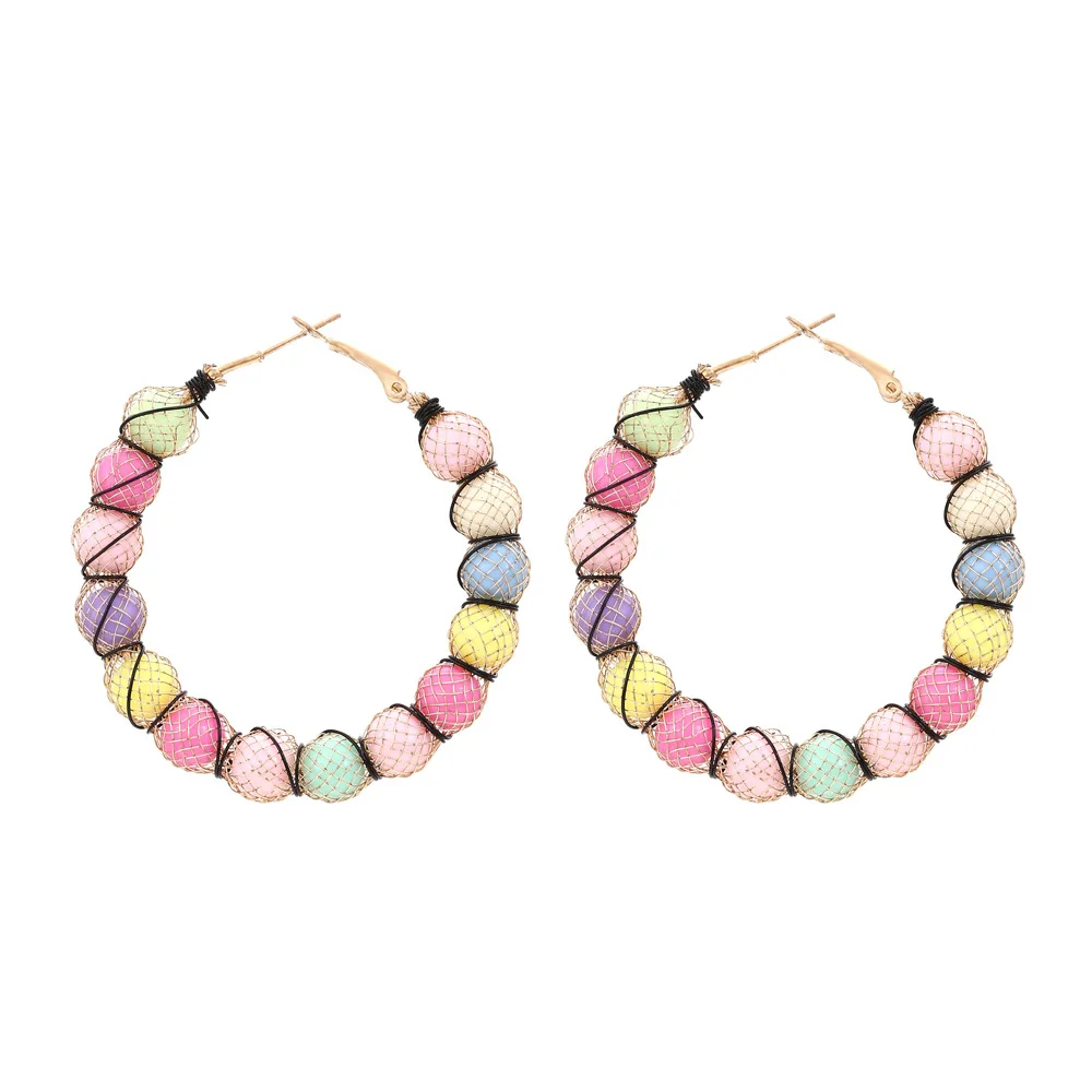 Korean style personalized creative simple candy color beaded earrings earrings fashion versatile vacation style earrings earring