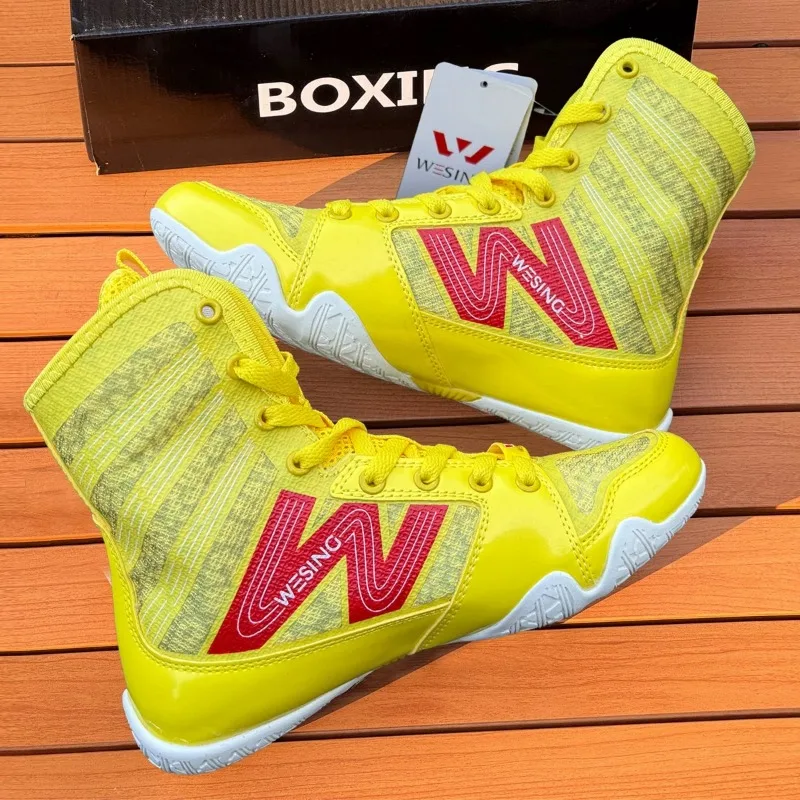 

Professional Fighting Shoes for Men Women Blue Yellow Wrestling Boots Unisex Boxing Fighting Boots Gym Training Shoes