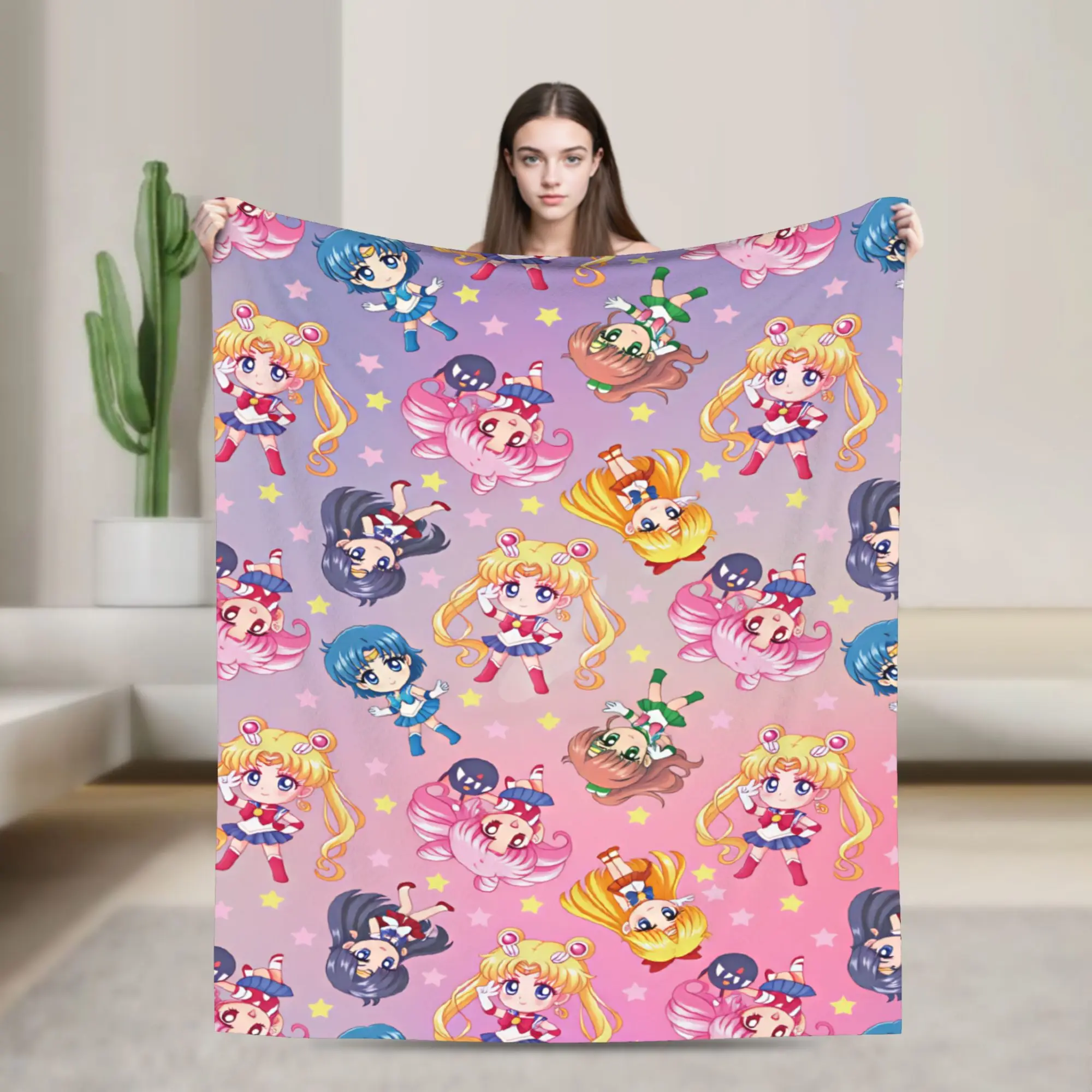 Warm Soft Blanket Travel S-Sailor M-Moon Anime  Bedding Throws  Flannel Bedspread For Outdoor Fashion Sofa Bed Cover