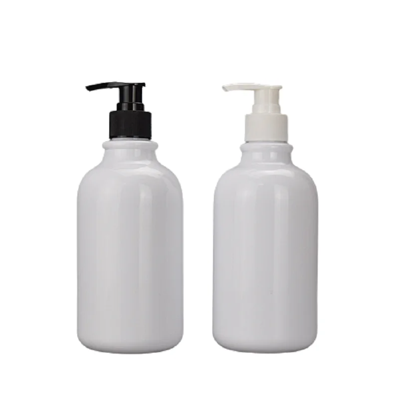 500ML Empty Packing Plastic White Bottle Round Shoulder PET Lotion Press Pump Packaging Refillable Container Cosmetic 8Pieces