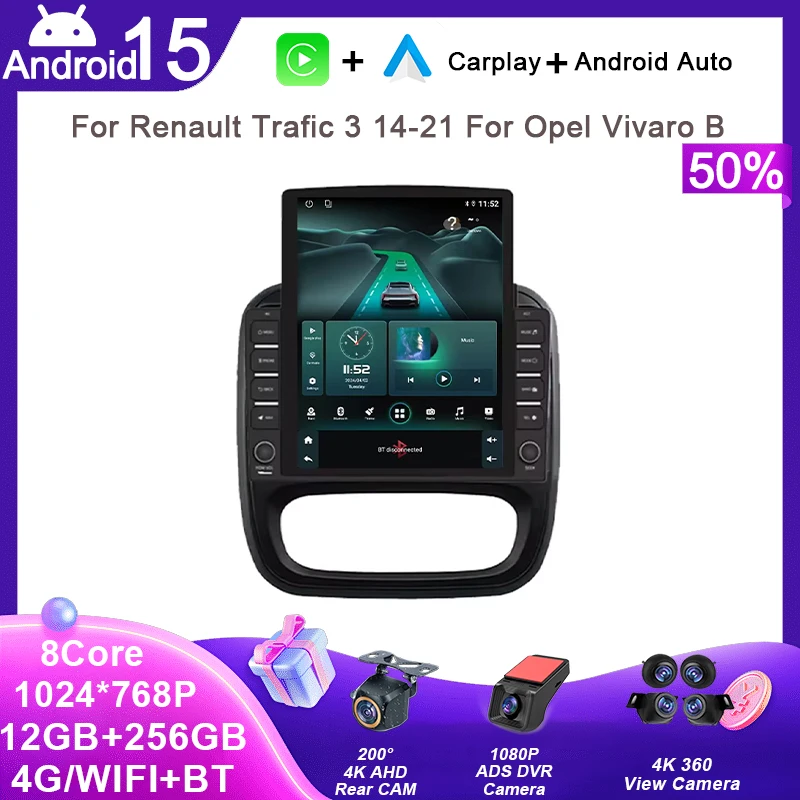 Wifi para renault trafic 3 14-21 para opel vivaro b rádio do carro reprodutor de vídeo multimídia navegação gps estéreo android auto não 2din