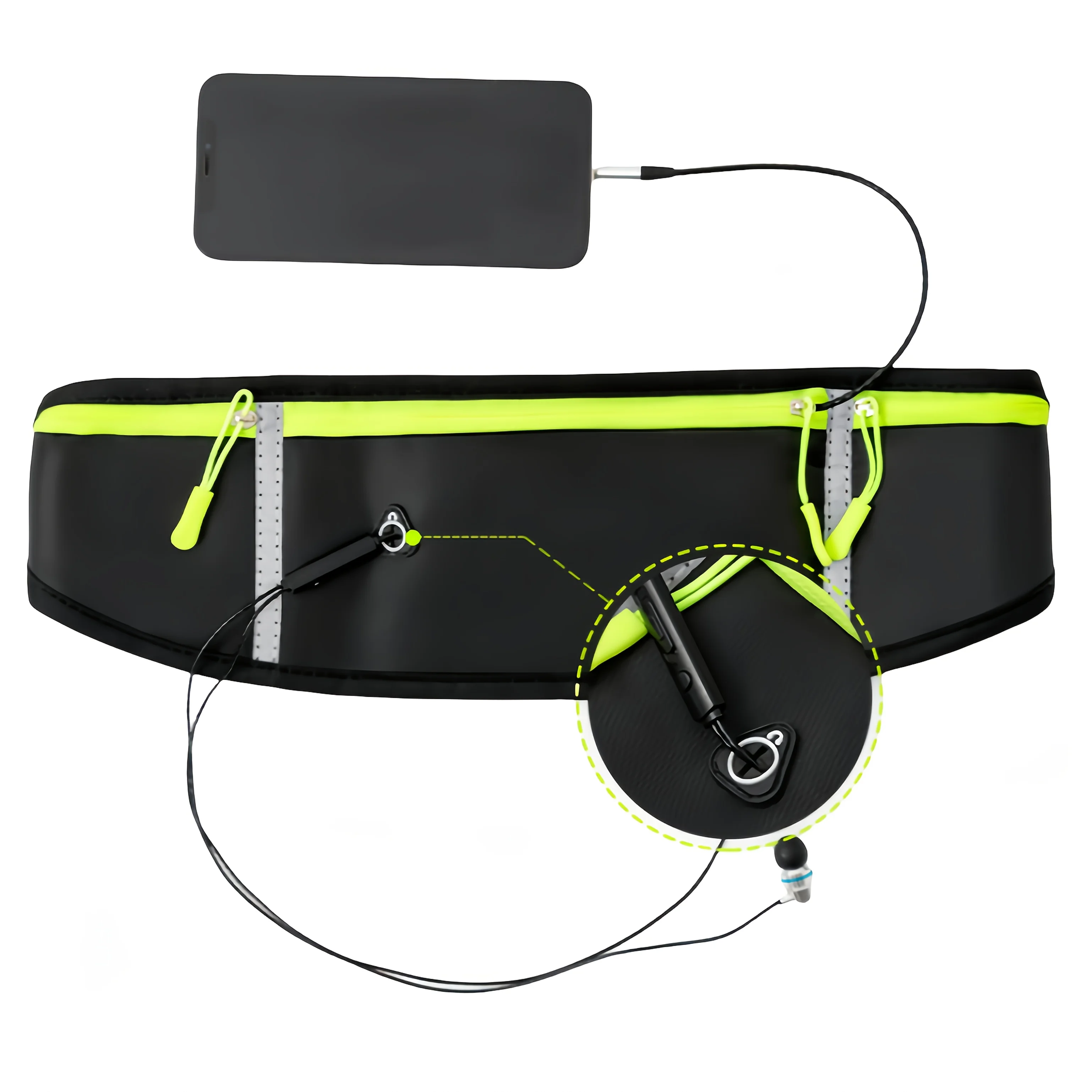 حقيبة خصر للجري في الهواء الطلق للهاتف المحمول خفيفة ورقيقة للياقة البدنية وركوب الدراجات وحقيبة خصر لزجاجة المياه مع ثلاثة جيوب مقاومة للماء