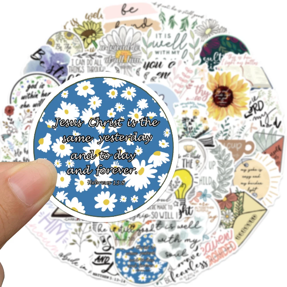 

10/30/50pcs Bible Quotes Cartoon Stickers Aesthetic Jesus Christian Stickers Skateboard Suitcase Luggage Phone Sticker Packing