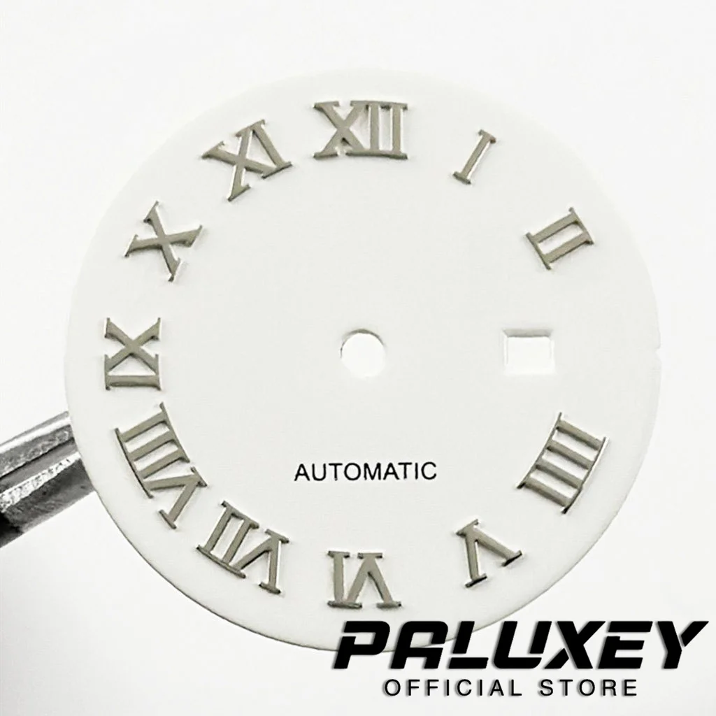 Quadrante dell'orologio da 24,5 mm Sunburst Numero romano Indice Calendario singolo con datario Quadranti per movimento NH05 NH06 Sostituisci gli accessori