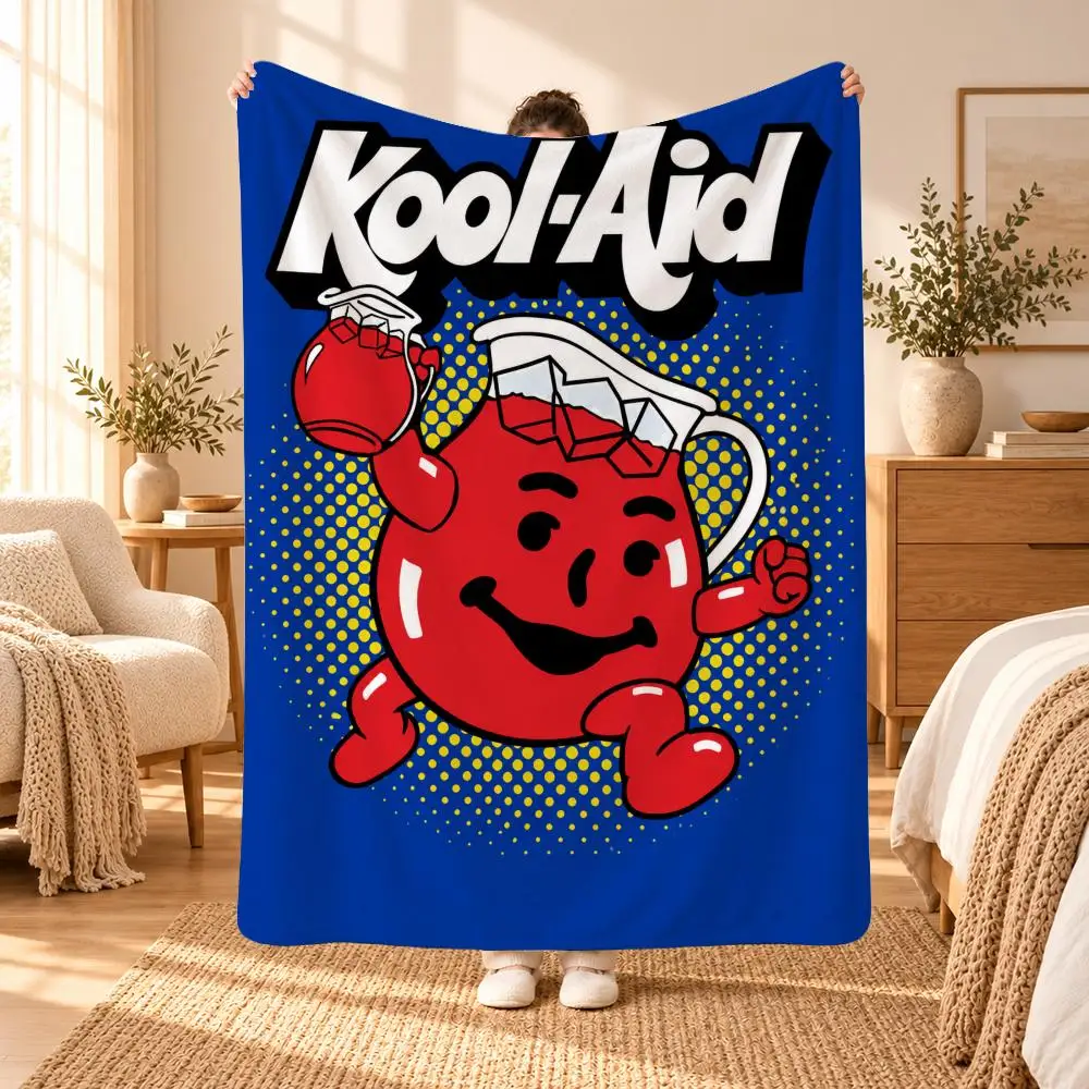 Beverage Mascot Kool-Aid Man Throw Warm Soft Plush Flannel Throw Blanket Sofa Bed Home Decor
