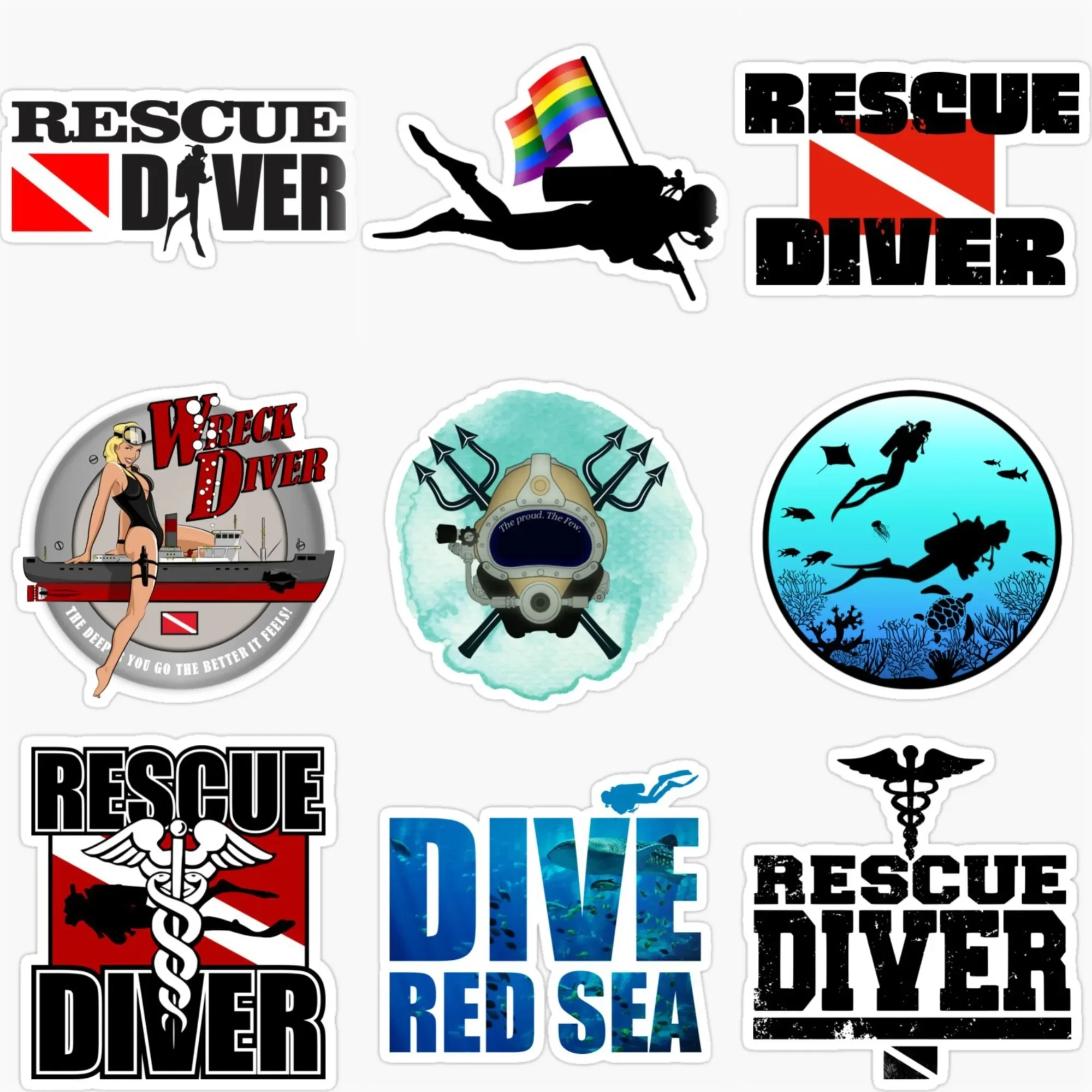 

Scuba Diver Diving Flag Creative Waterproof Car Stickers Accessories Customizable Size Van Bicycle Helmet Wall Decal