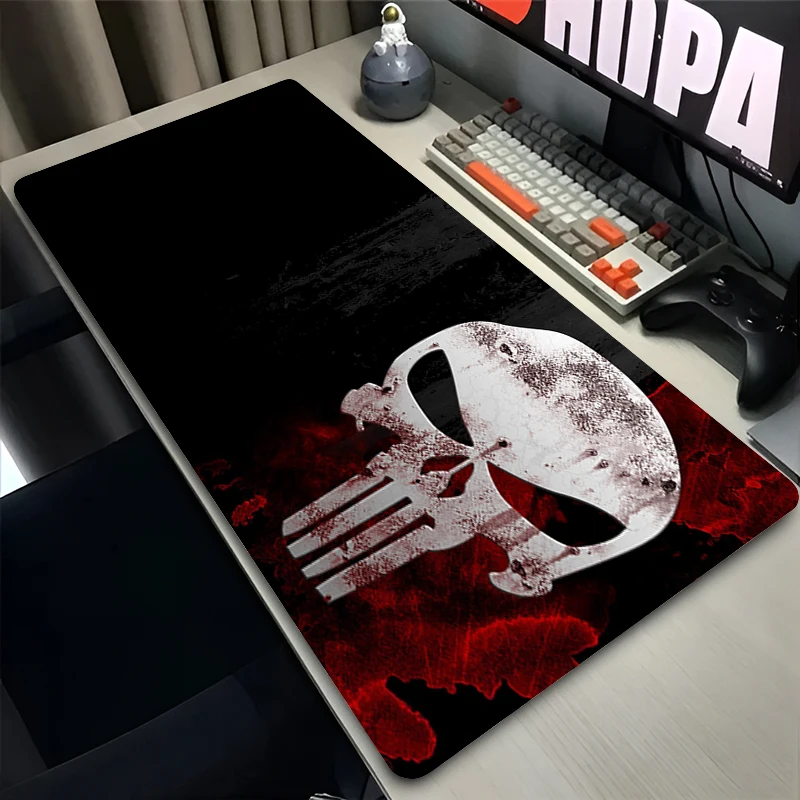 Grande mousepad portátil p-unishers logotipo gamer gabinete tapete de mesa teclado estendido marvel preto mouse pad antiderrapante borracha pc tapete