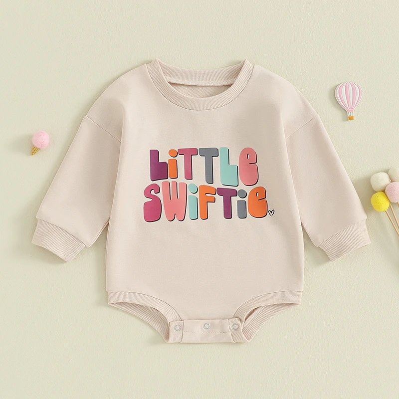 2023-10-17 Lioraitiin 0-18M Infant Baby Girl Fall Winter Outfits Long Sleeve Romper Letter Floral Bodysuit Oversized Jumpsuit