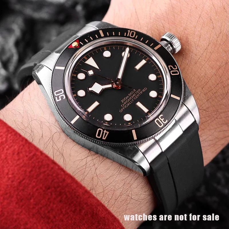 FKM Rubber Strap fluororubber Belt  20mm For Tudor Biwan 1958 M79030N M79030B 39mm dial fluororubber headband watch strap