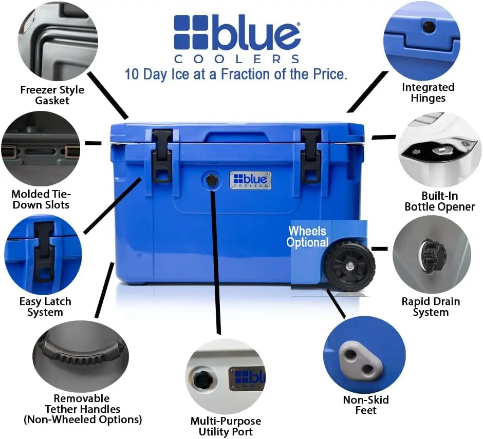 Blue Coolers Ice Vault – 60 Quart Roto-Molded Cooler (Large  Chest Holds up to 10 Days)