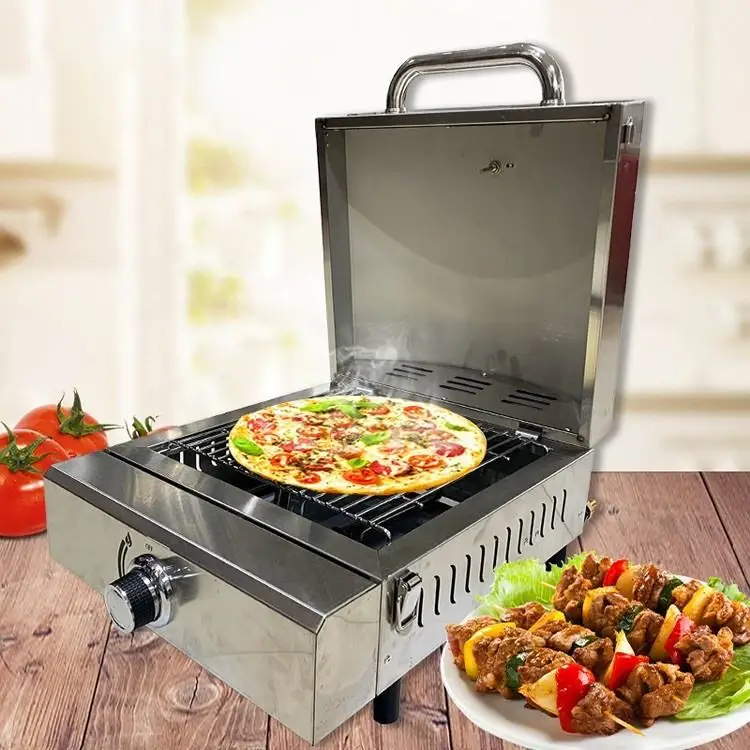 Pizza Oven  Commercial Bread Toaster Baking Machine Double Layer Propane Pizza Grill Maker Portable Outdoor Use