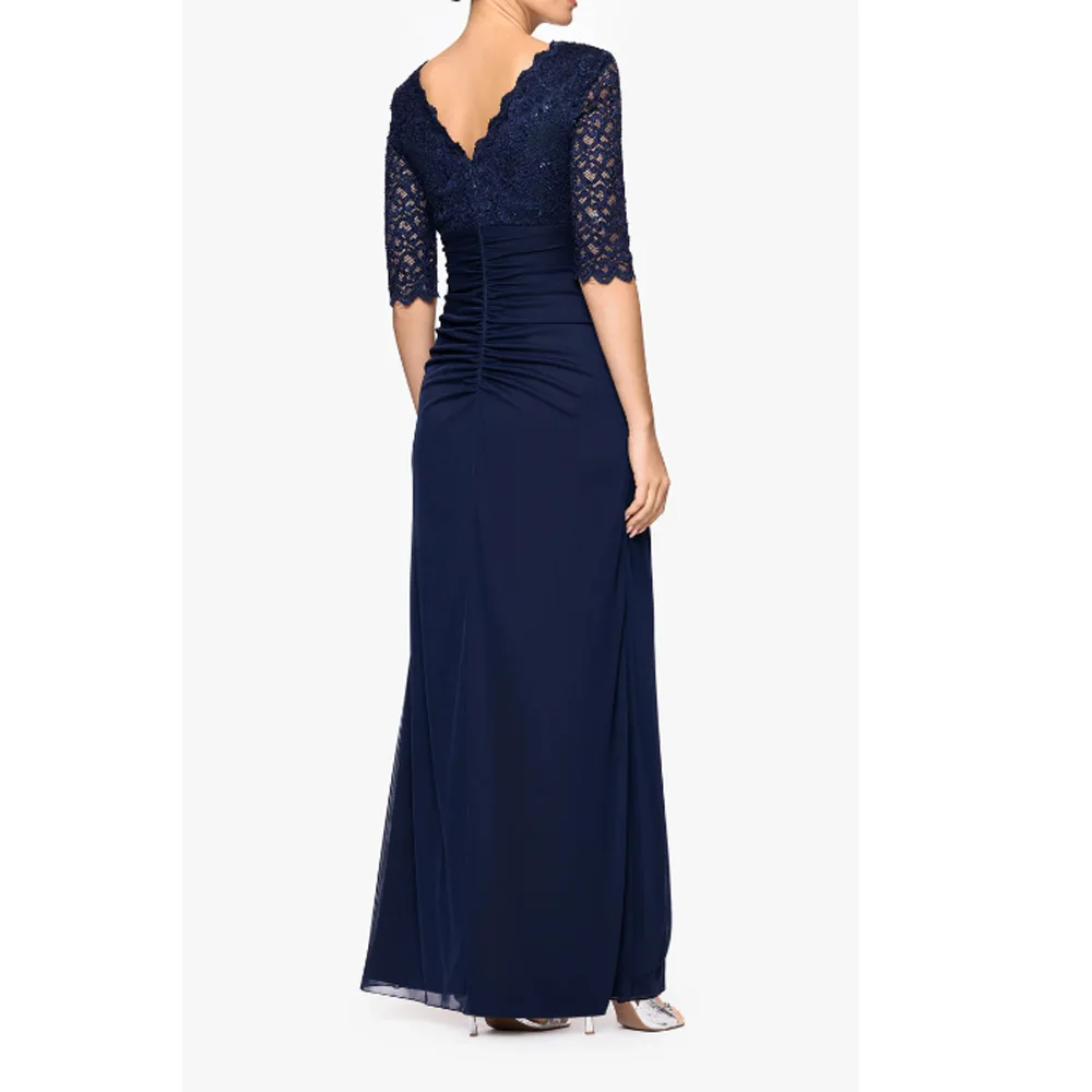 Customized Elegant Formal A Line Chiffon Mother Dress Half Sleeve Evening Lace Bridal Party Dress Vestido Wedding Party Dresse