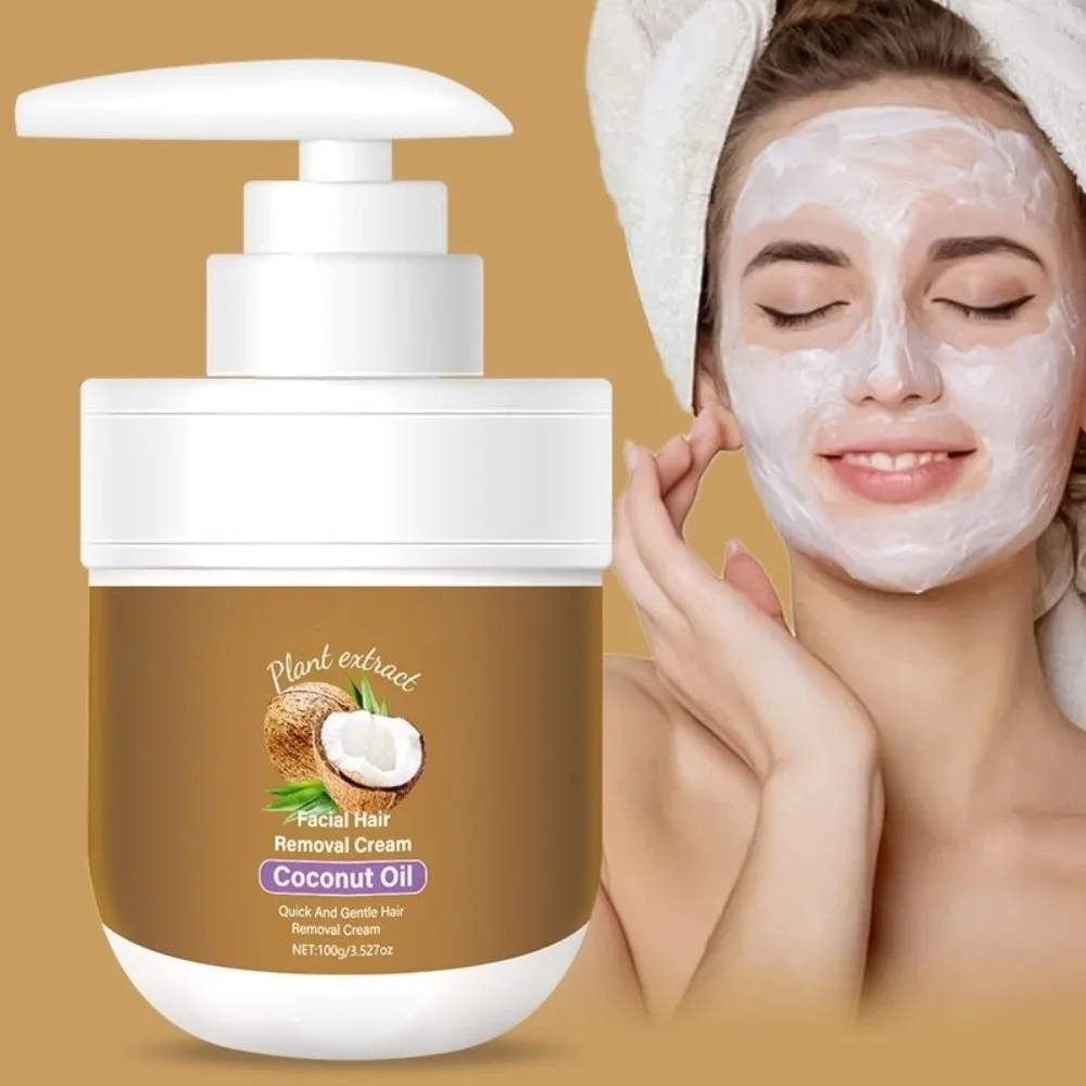 

Gentle Coconut Oil Facial Hair Removal Cream Natural Ingredients with Coconut Oil Aloe and Peach Facial Hair Removal Cream