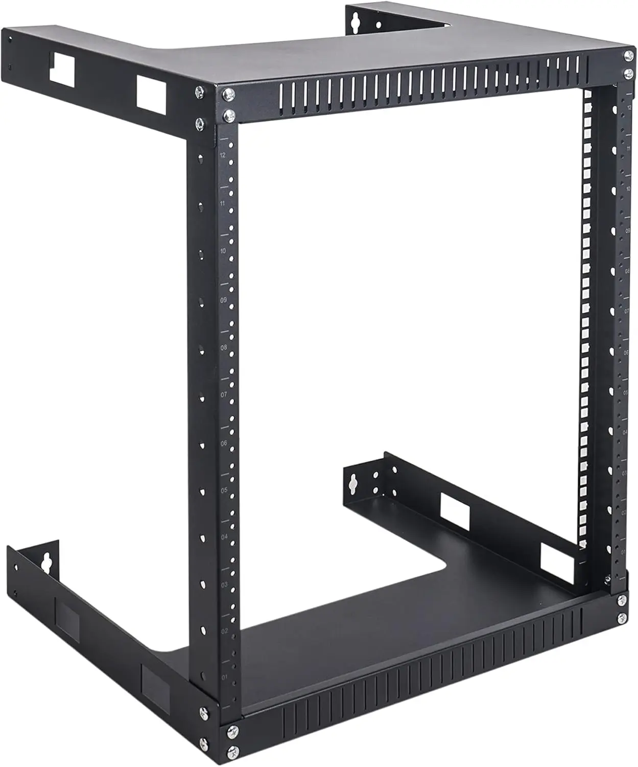 Стойка с открытой рамой на двух стойках, 12U, глубина 16 дюймов, для серверов, IT-оборудования, сетевых устройств, AV,