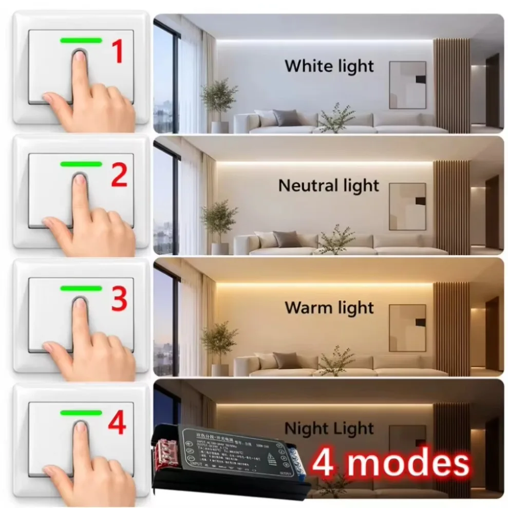 COB LED Strip Light DC24V RA98 8mm CCT Dimmable 2700K-6500K Dual Color Flexible Tape Power Kit Cupboard Lighting Indoor Decor