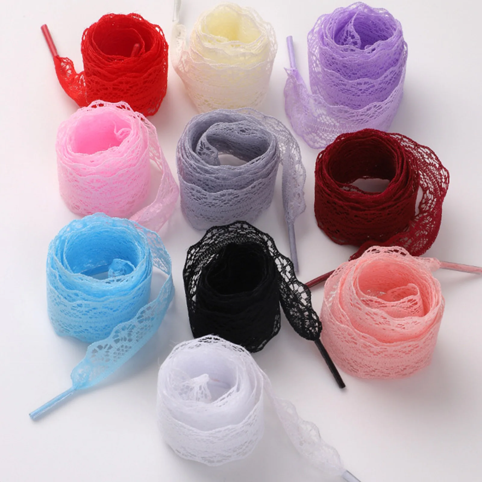 2Pcs Lace Braided Shoelaces 29mm Width Fancy Flat Shoelace Black White Silk Shoe Laces for Ballet Sneakers German Training Shoes