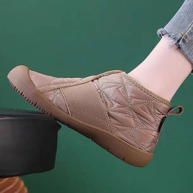 أحذية امرأة الثلوج 2025 الاتجاه النساء الجوارب الانزلاق على أحذية السيدات الدفء حذاء من الجلد منصة أفخم بوتاس موهير أحذية الشتاء #2