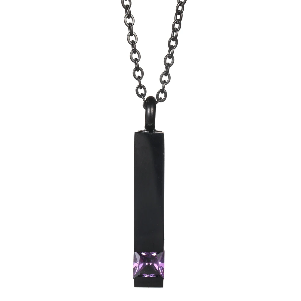 Vnox Urn Necklaces for Ashes Memorial Cremation Jewelry, Stainless Steel Bar Pendant for Women Men,Keepsake Gift with CZ Stone
