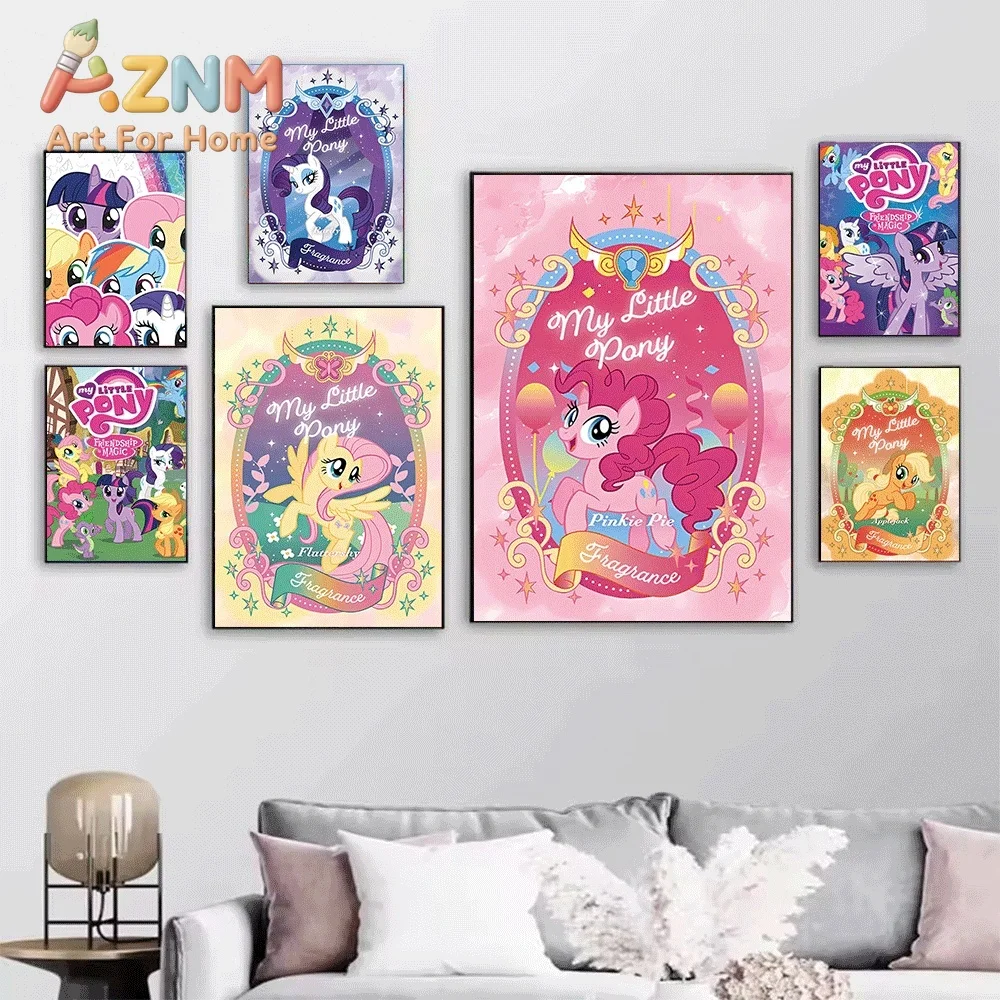 My Little Pony Cartoon Character Canvas Painting Frameless Wall Art Print Poster Home Bedroom Living Room Decorative Wall Art