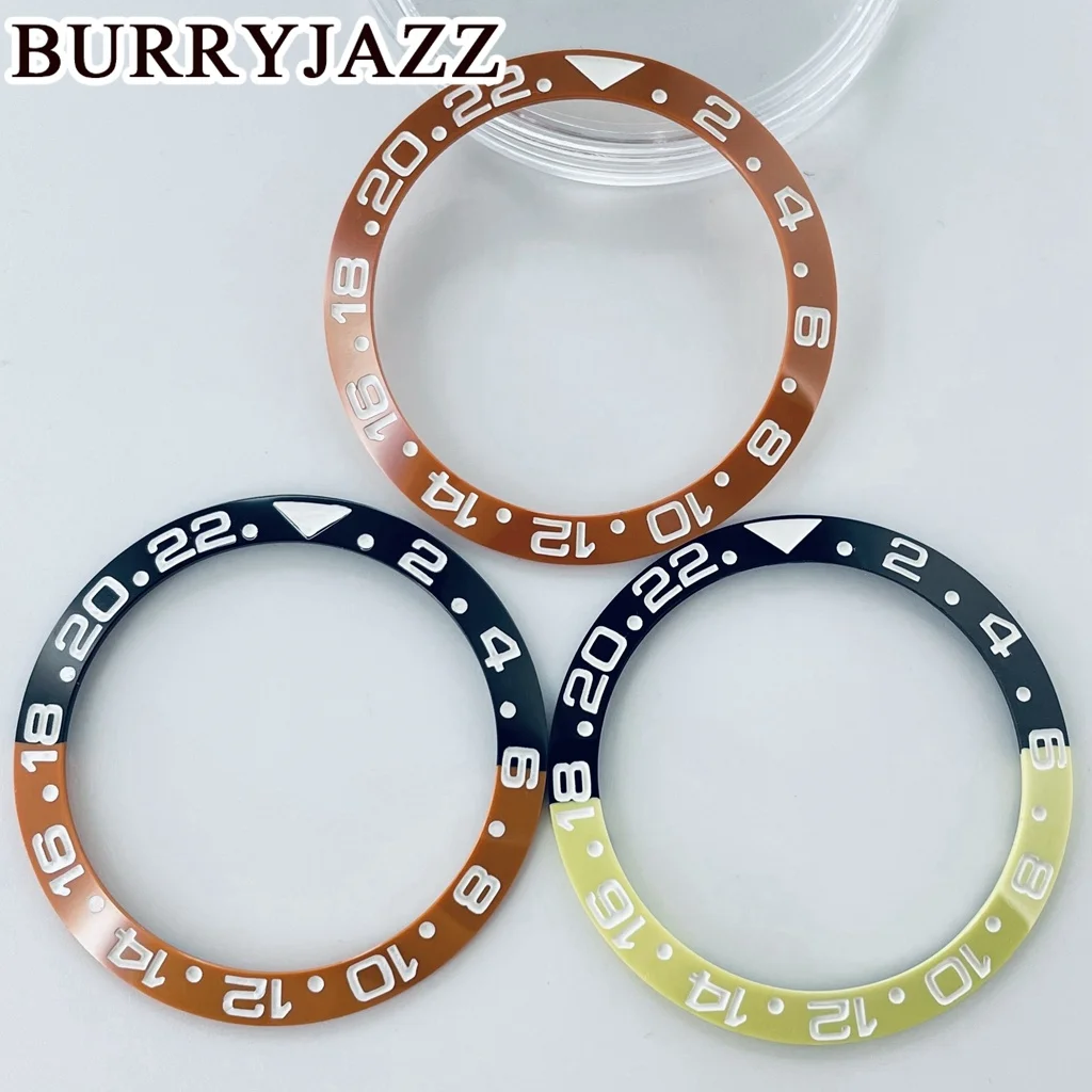 Burryjazz 38มม. แหวนเซรามิก, นาฬิกาสไตล์นักประดาน้ำ GMT สำหรับ40มม. เปลี่ยนเคสอุปกรณ์เสริมแหวนดำน้ำ
