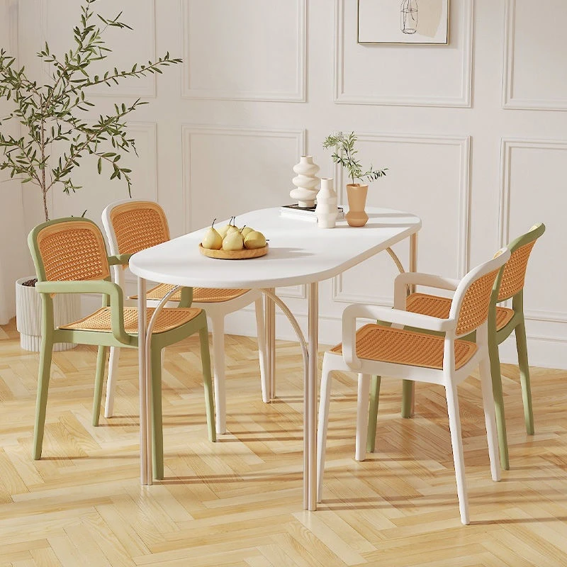 Household chairs, dining chairs, new Chinese style rattan woven chairs, backrests, stools, simple plastic, thickened tables