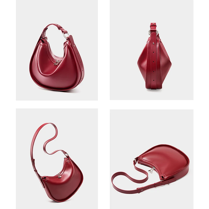 Pure Split Cowhide Leather Women's Hobos Underarm Bag For Ladies Soft Shoulder Crossbody Bag Luxury Female Designer Wholesale