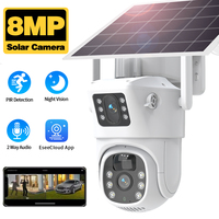 4K 8MP Solar Wireless IP Camera with 10800 MAh Battery Outdoor HD Dual Lens WiFi PTZ Camera Solar Panel CCTV Security Camera