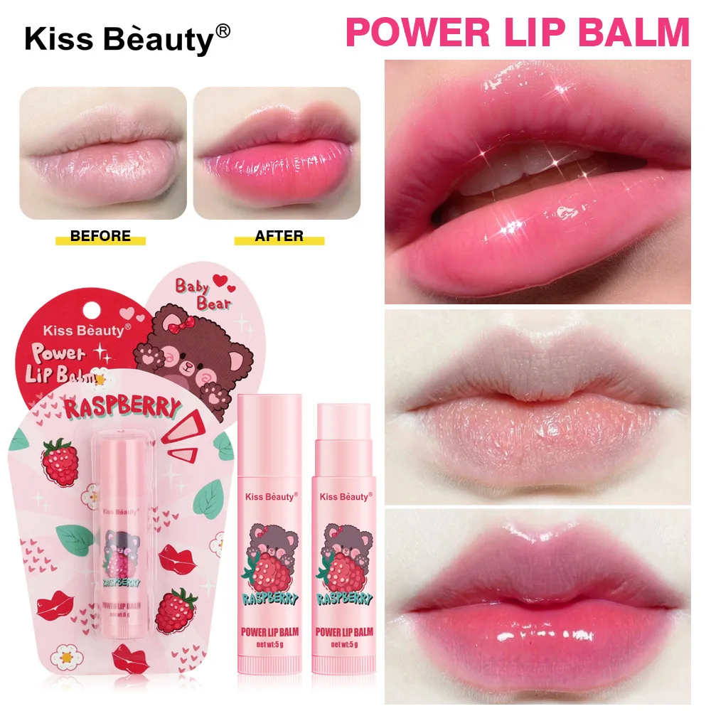 أحمر شفاه كرتوني متغير اللون يدوم طويلاً، مرطب، بلسم شفاه يعمل بدرجة الحرارة، العناية بالشفاه المغذية المقاومة للبهتان