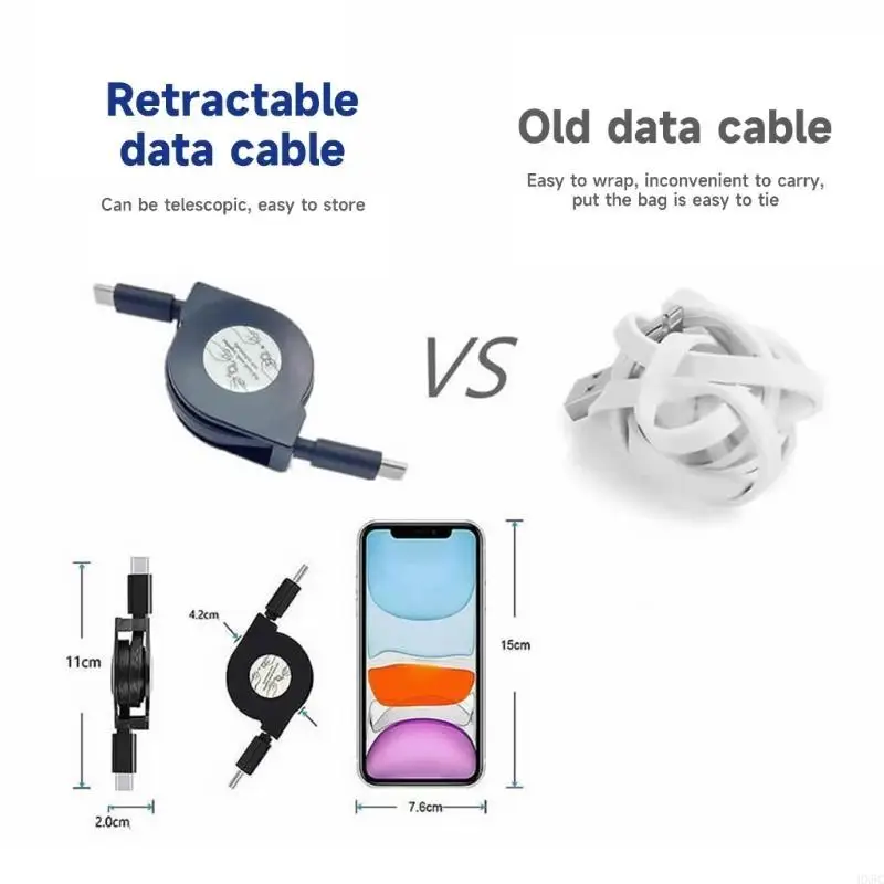 60W USB C إلى USB C Cable ، PD Type C قابل للسحب سريعًا ، سلك مزامنة بيانات الشحن السريع لـ S22 S21 S2