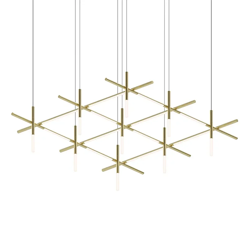 Italian Gold Modern LED Chandelier Multi-Head Pendant Light for Staircase Living Room Dining Table Minimalist Hanging Lighting