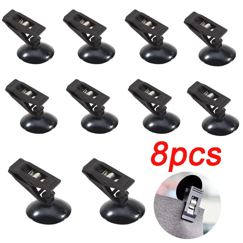 4/8pcs Car Window Sucker Clips Hook Car Interior Plastic Clip Multifunctional Clip Cards Suction Cap Clips for Sunshade Curtain