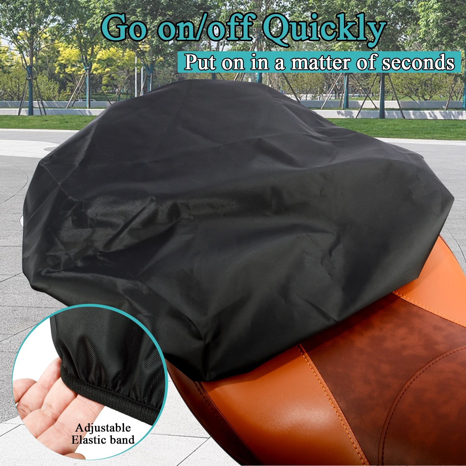32" L x 17" W Motorcycle Rain Waterproof Seat Cover Two-Up Seat Protector Bra for Harley Touring Softail Dyna Electra Road Glide
