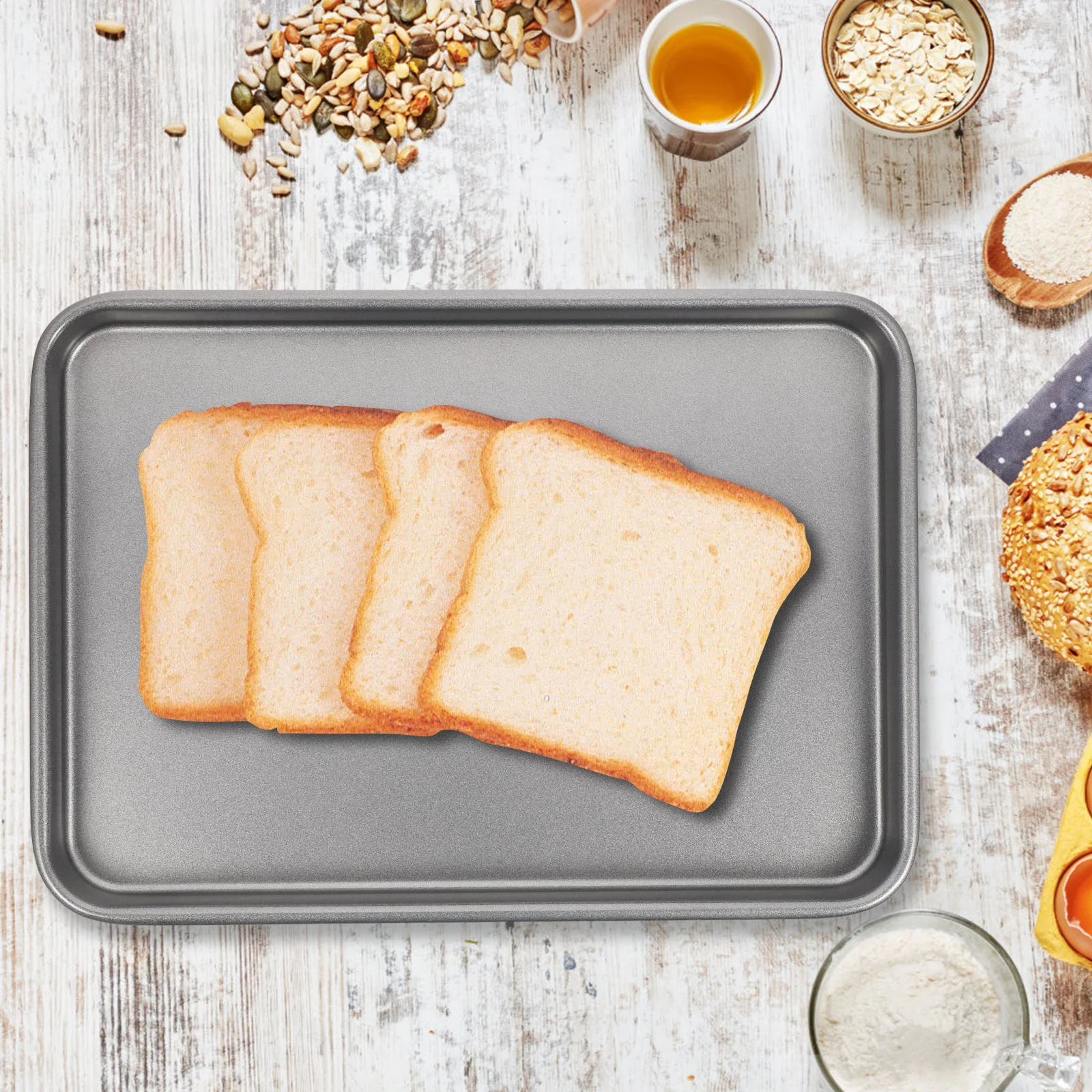 

Carbon Steel Swiss Roll Baking Tray 33cm X 23cm Nonstick Thickened Baking Pan Rapid Heat Transfer for Cookies Snacks
