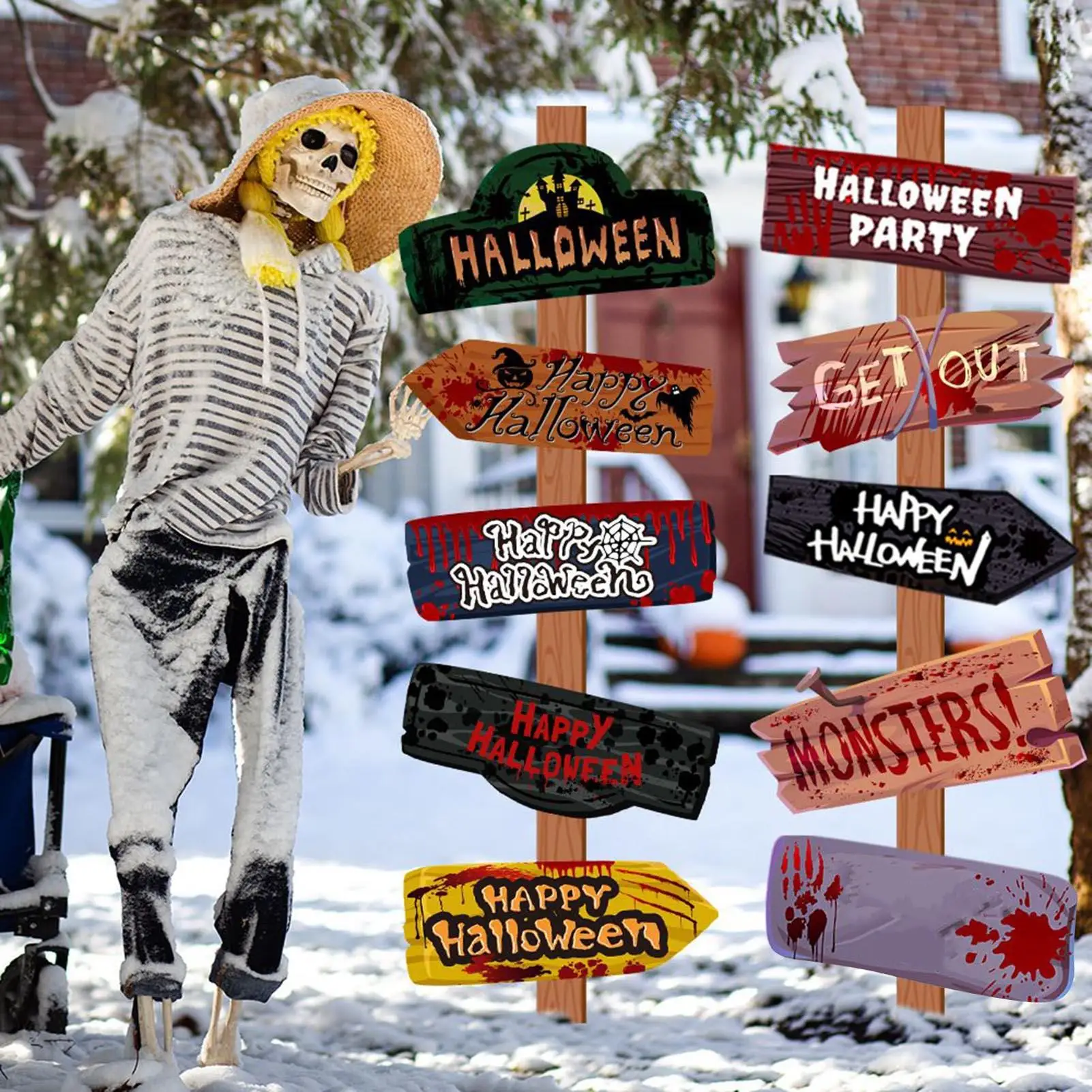 Украшения для Хэллоуина на открытом воздухе, 10 шт., Хэллоуин, ужас, двор, знак, реквизит, ужас для праздника, гравю, стена, газон, карнавал, сад Украшения для Хэллоуина на открытом воздухе, 10 шт., Хэллоуин, ужас, двор, знак, реквизит, ужас для праздника, гравю, стена, газон, карнавал, сад