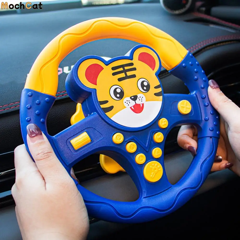 

360 ° Rotation Cartoon Copilot Steering Wheel Multi Functional Montessori Simulation Steering Wheel Toys Simulation Interactive