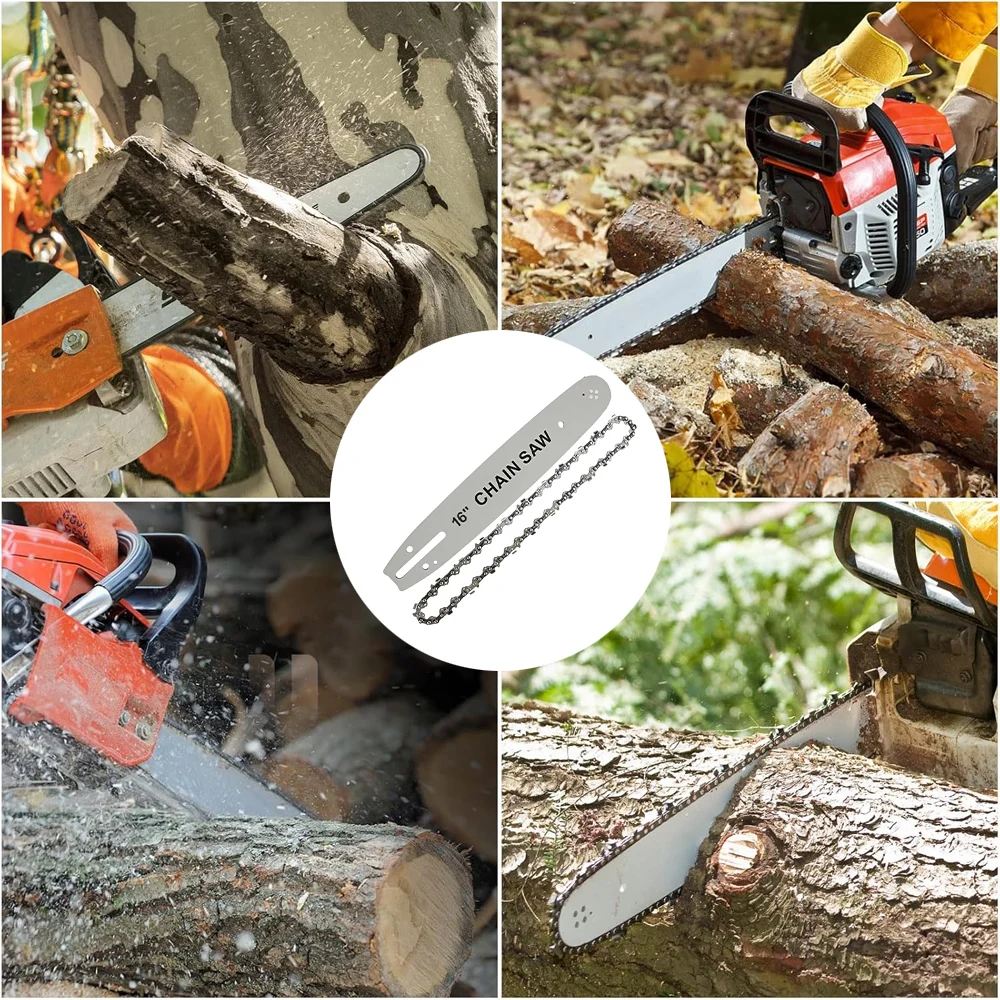 16 بوصة 56 محرك الروابط سلسلة المنشار دليل بار وسلسلة المنشار مجموعة 3/8 "سلسلة الملعب منخفضة ركلة لأدوات النجارة الحرفي