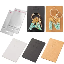 50Pcs Keychain Display Cards With Self-Sealing Bags For Bracelet Jewelry Exhibitor Storage Packaging Small Businesses Supplies