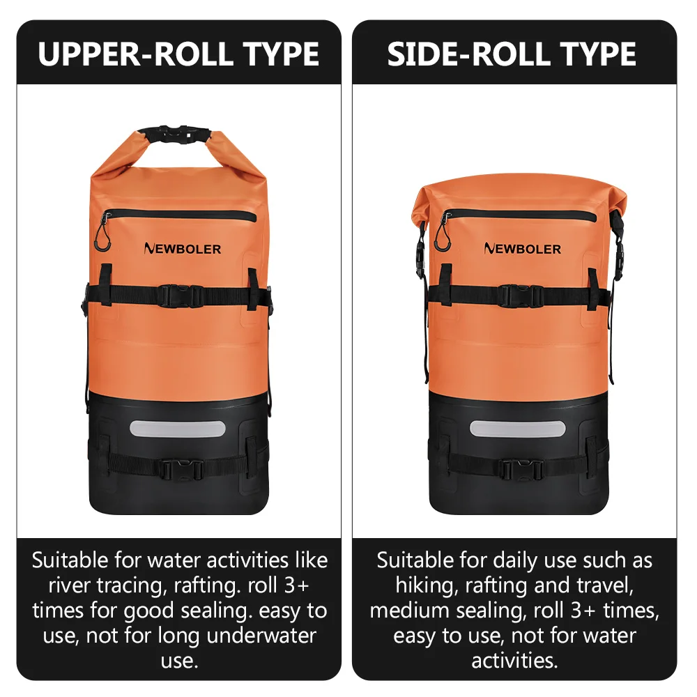 NEWBOLER Large Capacity Swimming Waterproof Backpack, Beach, Drifting, Surfing, Diving, Waterproof Backpack 35L Dry Pack