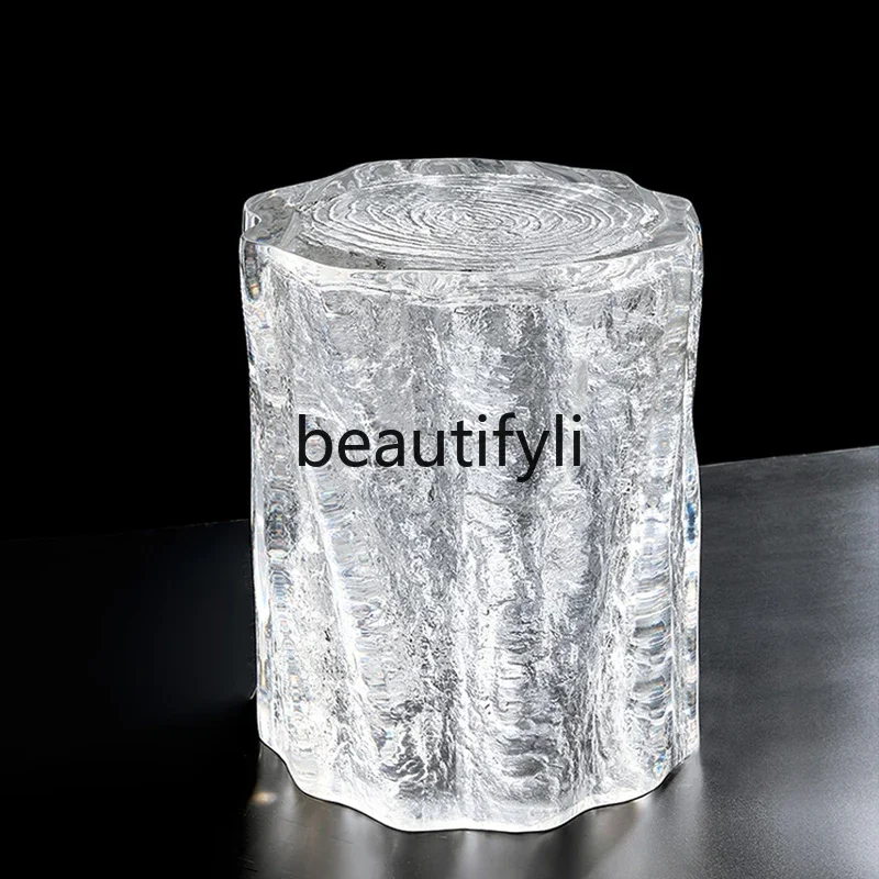

A15 Crystal acrylic resin high-end transparent tree root shoe changing stool tea stool booth decoration