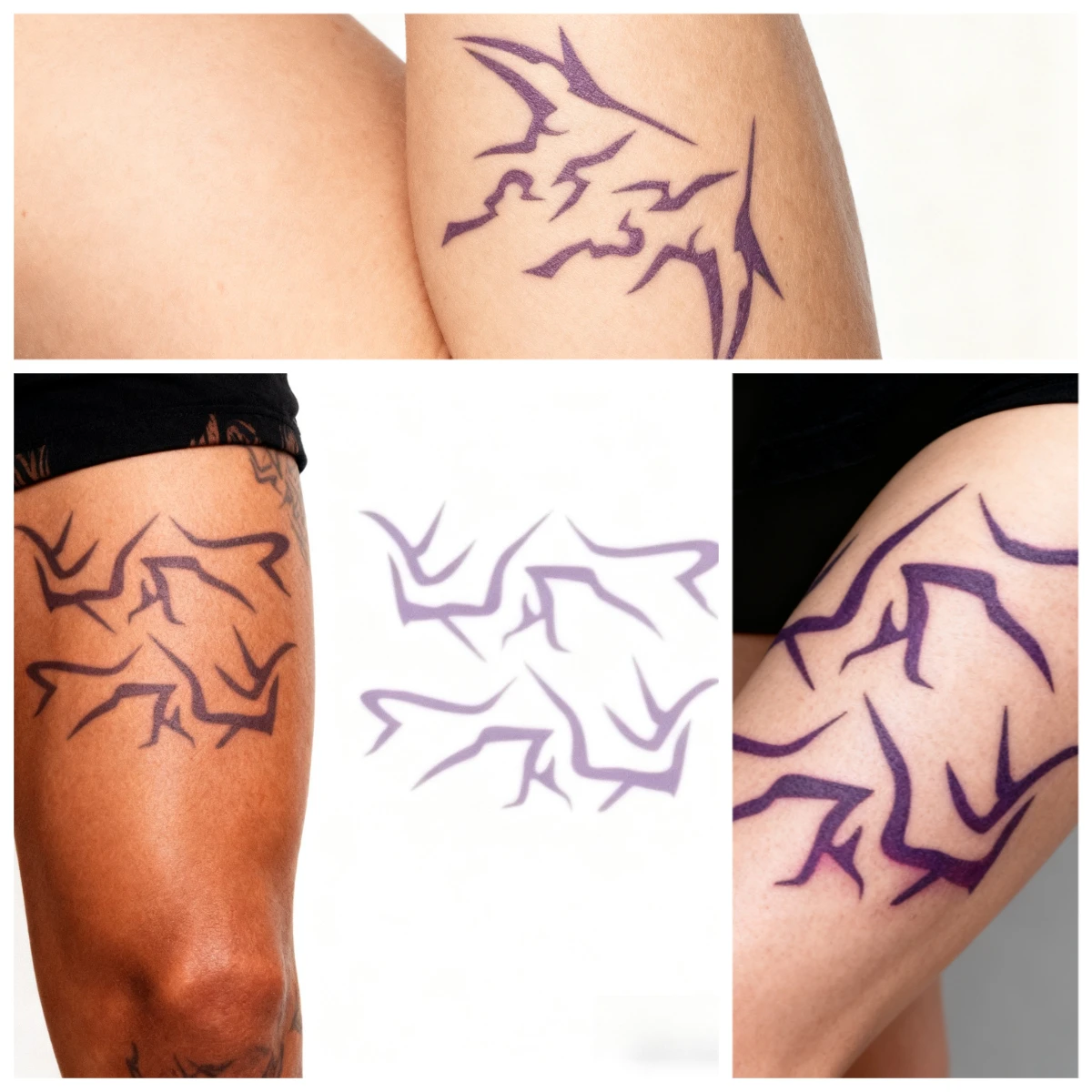 وشم مؤقت، مكياج برق أرجواني جريء لألعاب لعب الأدوار التنكرية، ملصقات فنية للوجه مقاومة للماء