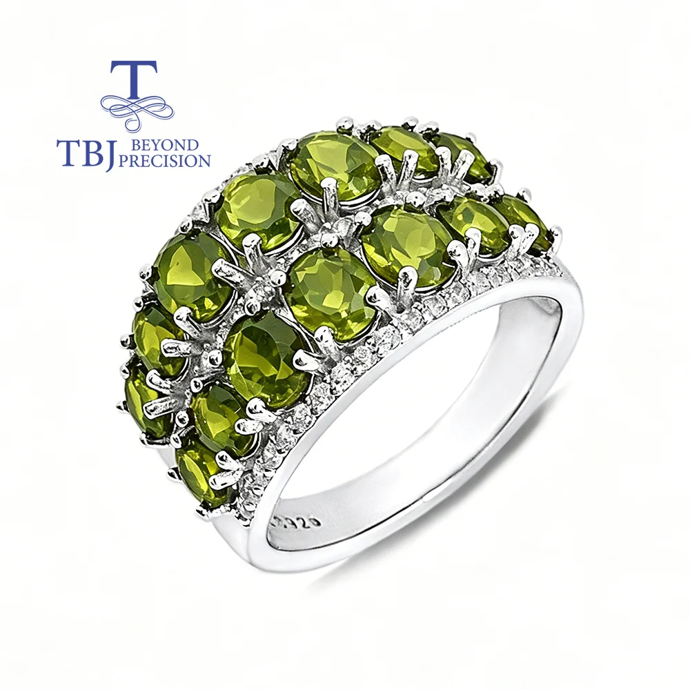 Natural Peridot 925 Sterling Silver Ring Classic Design August Birthstone Fine Jewelry Gift for Mom Festive And Birthday