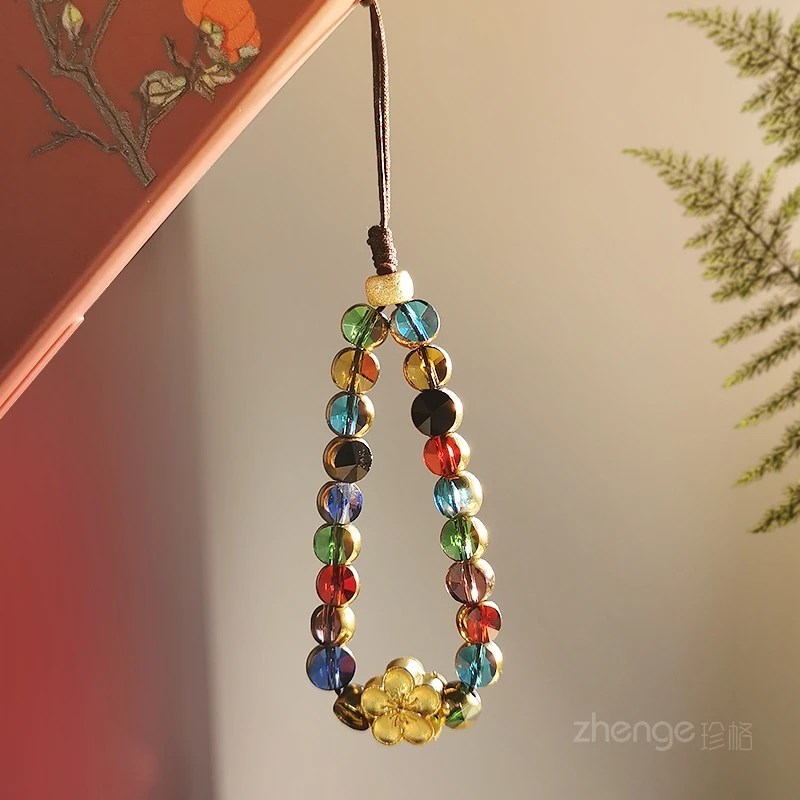 

Mobile Mini Ring with Colorful Beads, Exquisite Handmade Bead Decoration, Versatile for Women's High-end Sense