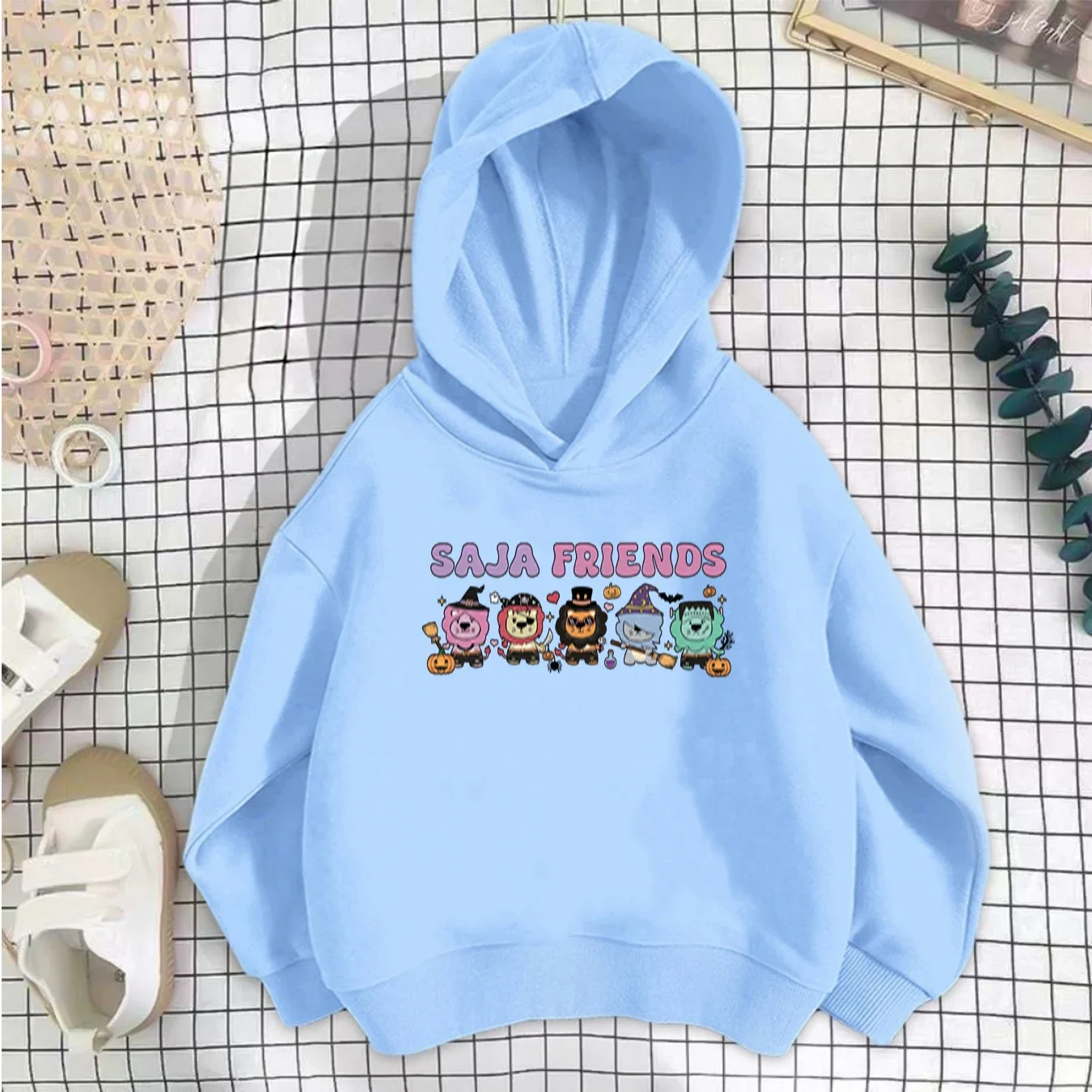 Western-style women's children's clothing Spring and Autumn hooded hoodie women's group IP anime trendy children wear