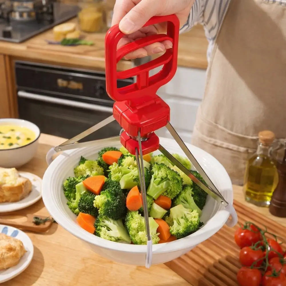 1pc Bowl Holder Stainless Steel Hot Dish Clip Heat-Resistant Non-Slip Pot Gripper Heavy-Duty Sturdy Bowl Clip Household