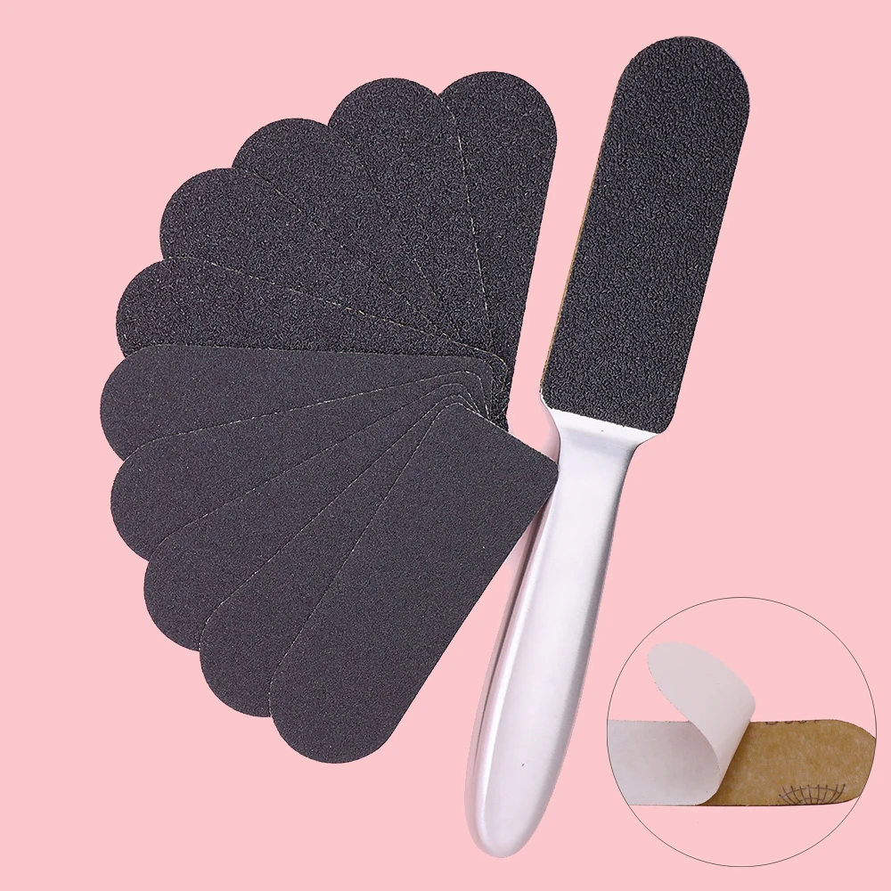 

Stainless Steel Pedicure File Sanitizable Pedicure File For Heels And Feet With 10Pcs Replacement Sandpaper Files Refill Strips
