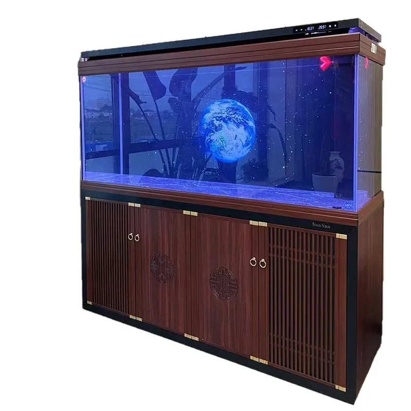 Ultra-white glass large dragon fish tank water-free living room household entrance partition