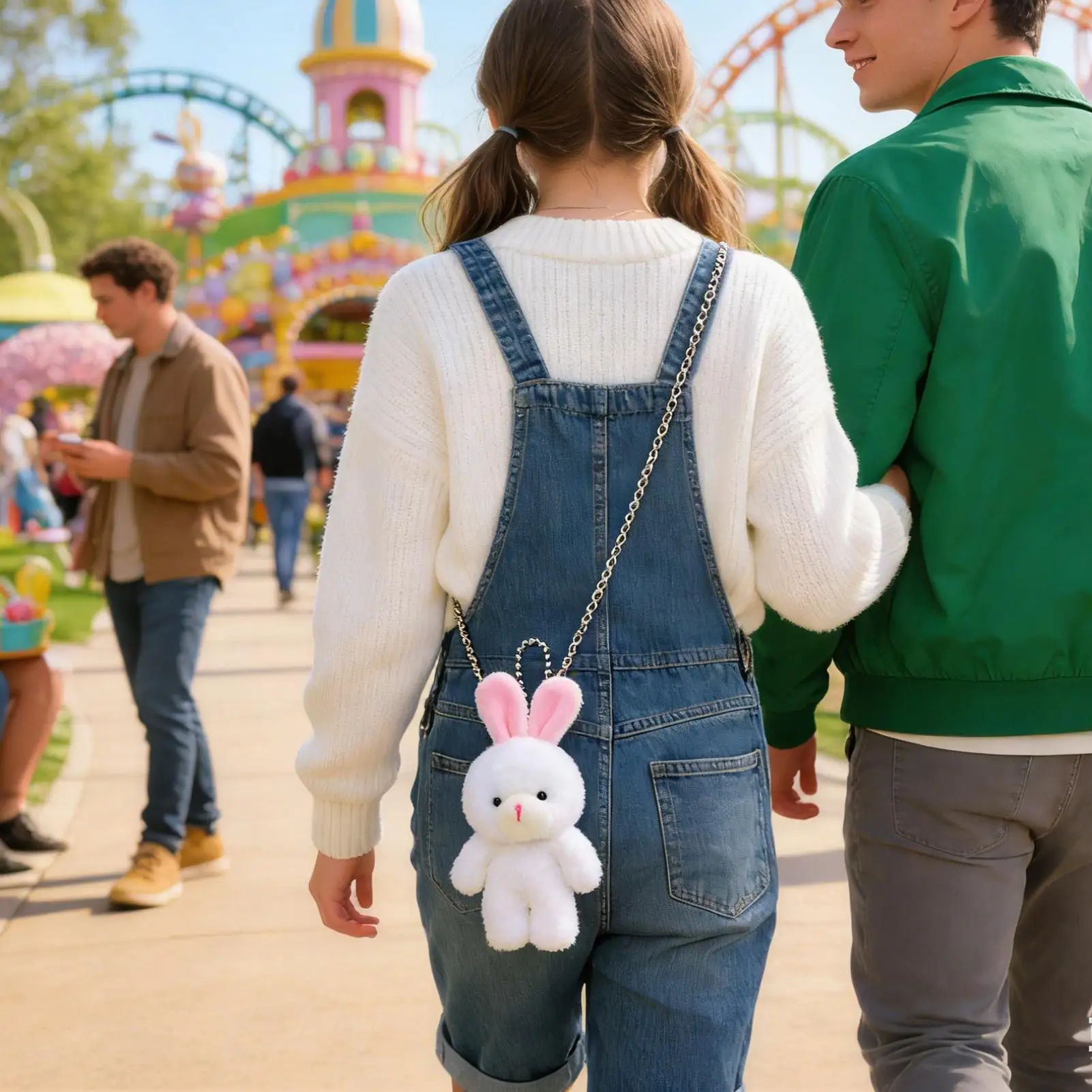Realistischer süßer Osterkaninchen-Schlüsselanhänger, Plüsch, Pompon, Hase, Taschenanhänger für Paare, Auto, Schlüsselanhänger, Schmuck, Geschenke