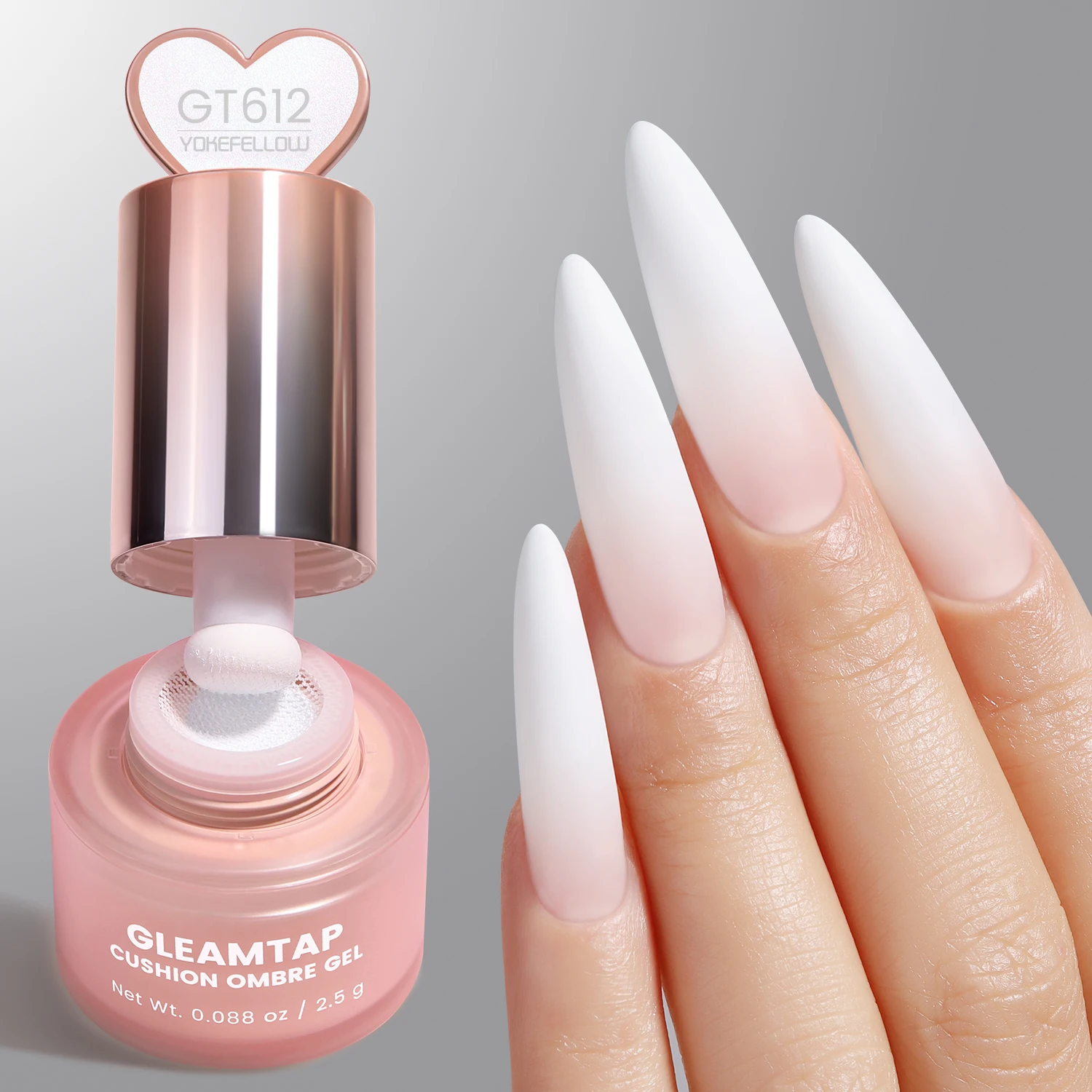 YOKEFELLOW GleamTap Cushion Ombre Painting Gel Schwämme Neon-Orange Hochpigmentiertes No-Wipe Gradient Pat Pat Gel Polish GT624 – Detail 14