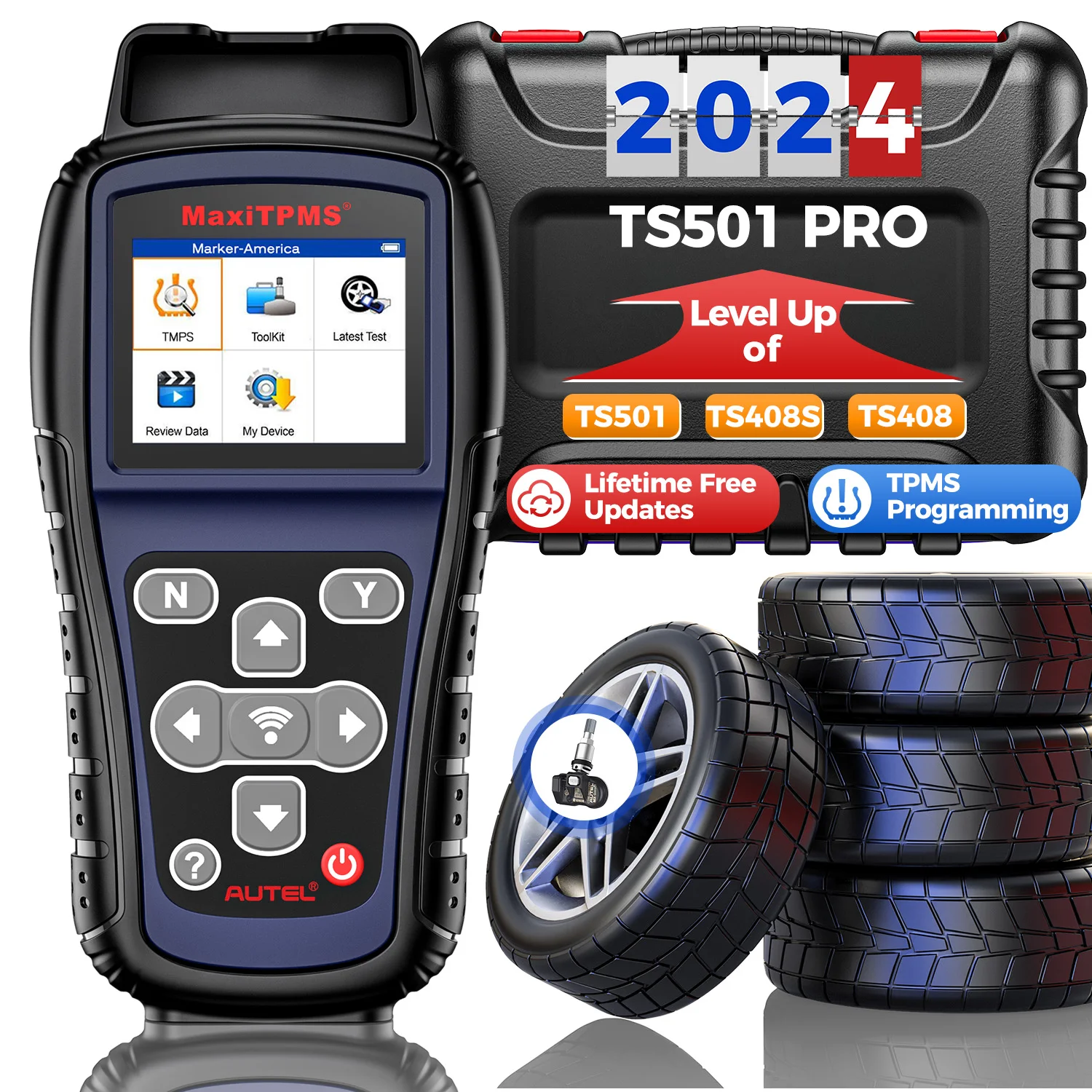 

Autel MaxiTPMS TS501 Pro TPMS Relearn Tool Tire Service Scanner Activate/Relearn TPMS Sensors Program MX-Sensors Lifetime Update